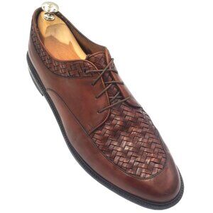 Italy Bragano Cole Haan Men's size 11.5B Brown Leather Woven Oxford dress shoes